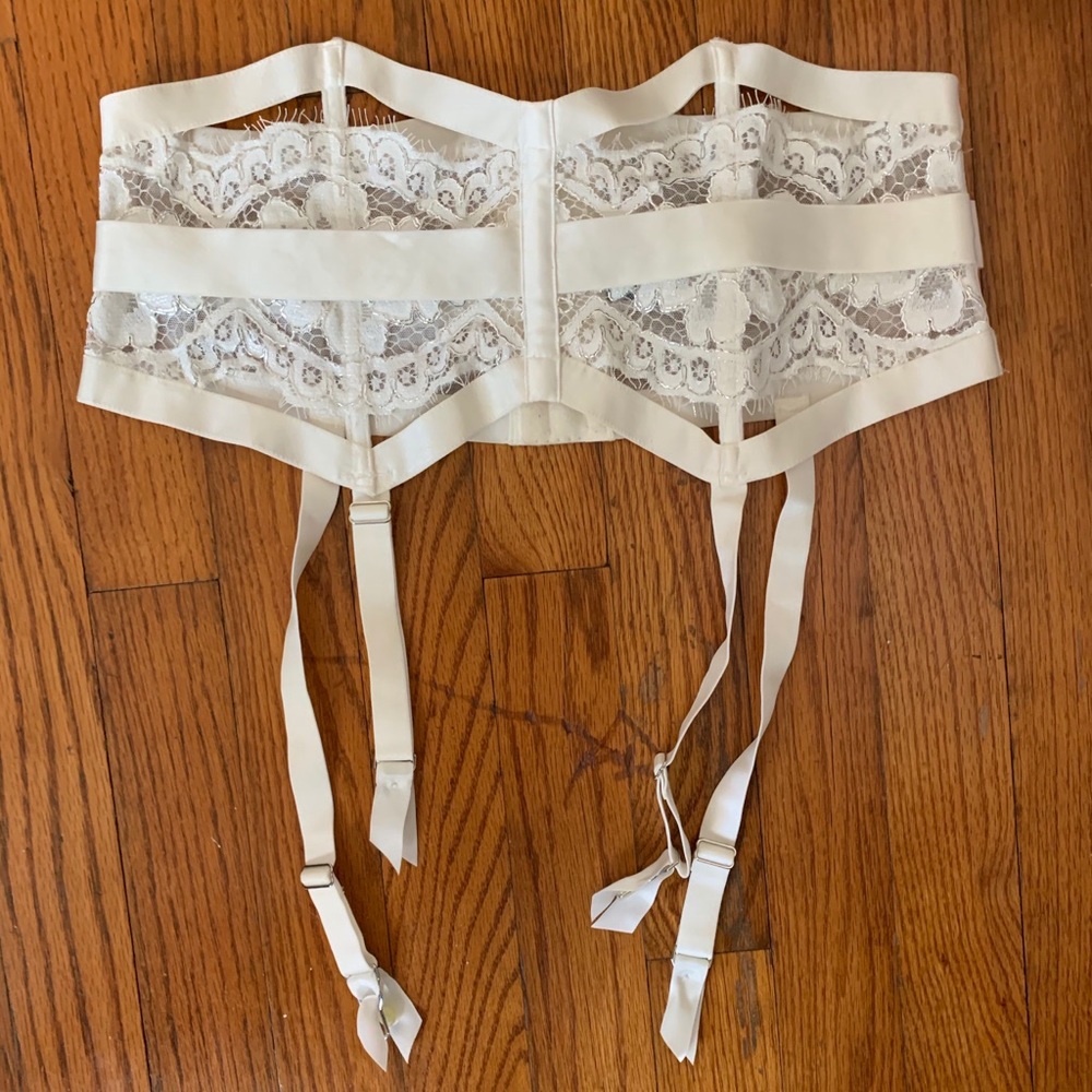 Lace metallic garter belt lingerie